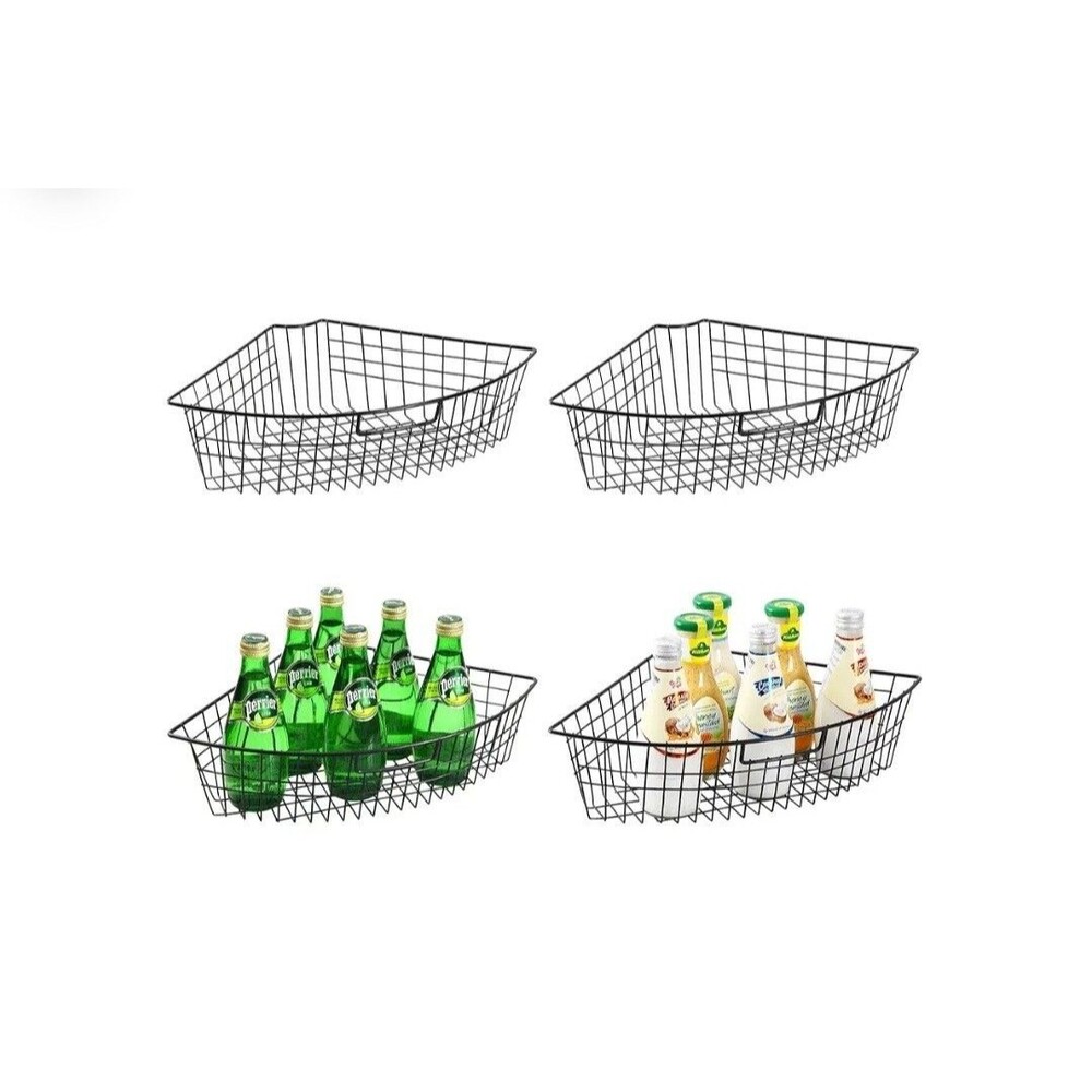 Leeden Lazy Susan Wire Storage Corner Metal Baskets Handle Cabinet Set 4